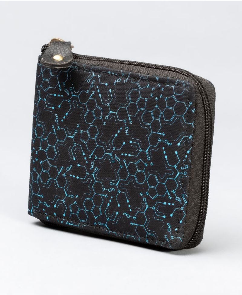 lsd molecule wallet for men with zip around 