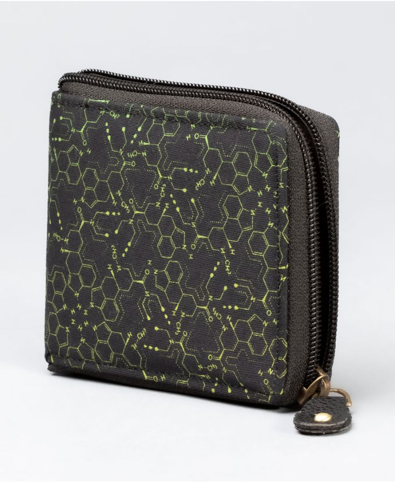 LSD Molecule Mens Zip Wallet / Green