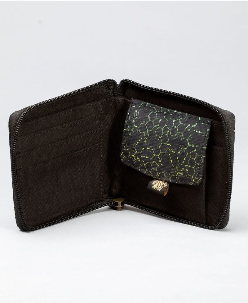 LSD Molecule Mens Zip Wallet / Green