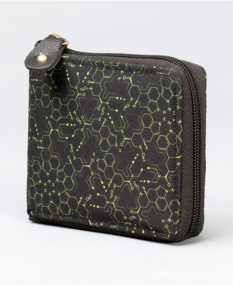 lsd molecule men zipper wallet bifold canvas 