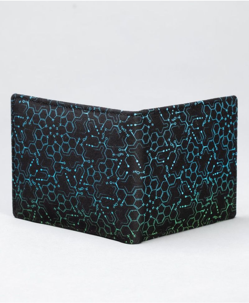LSD Molecule Mens Slim Wallet / Blue Green