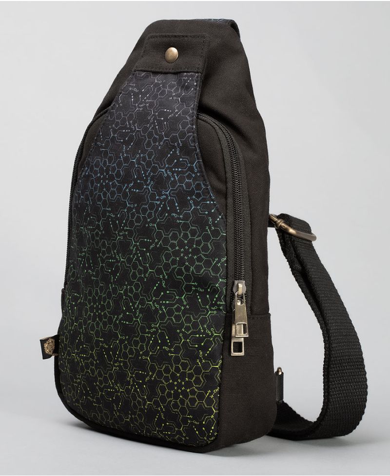 psychedelic lsd molecule sling bag 