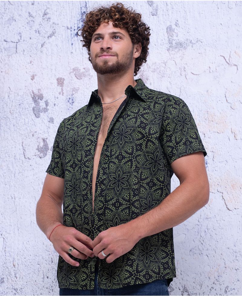 mandala button up shirt for men