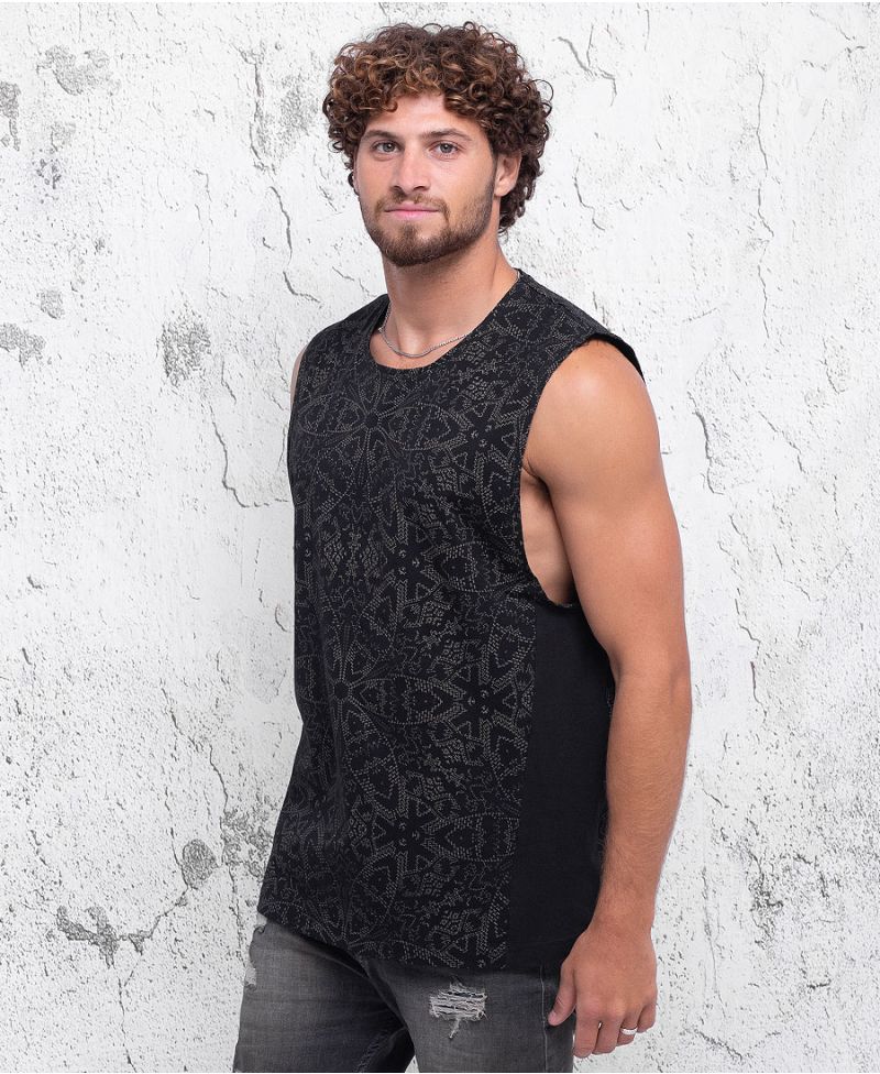 mandala men tank top black