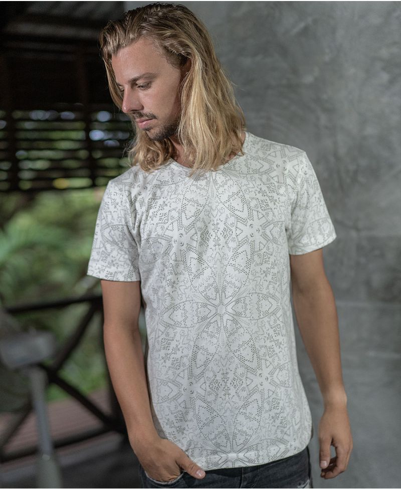 white mandala t-shirt for men 