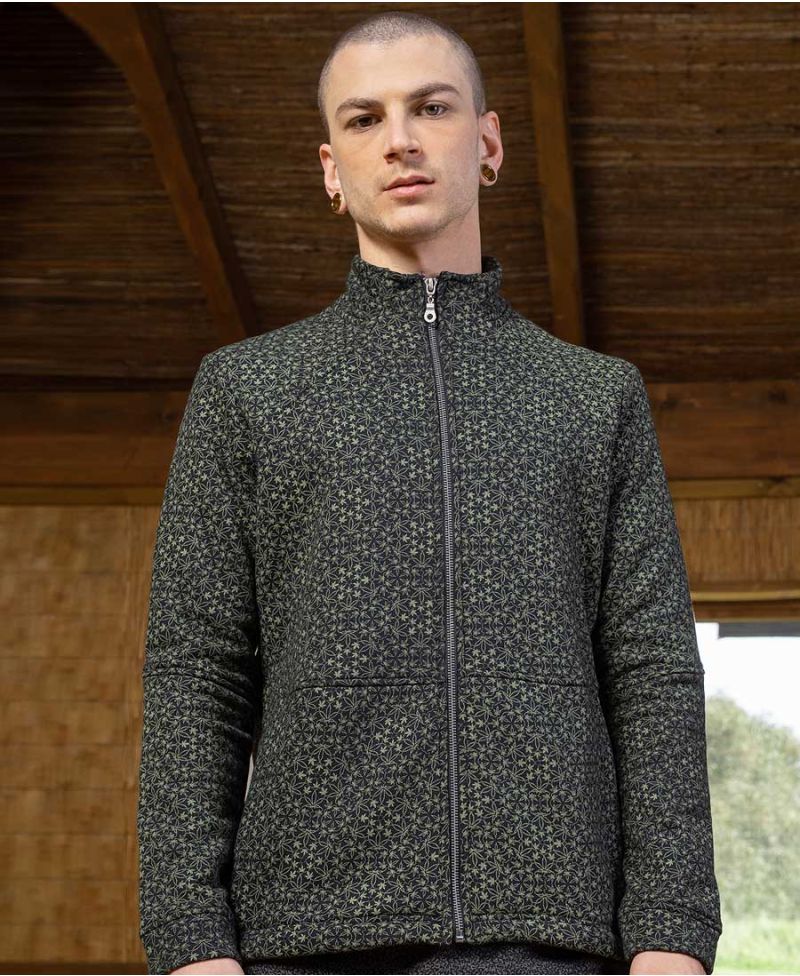 men zip up long sleeve jacket marijuana leaves full print psy clothing