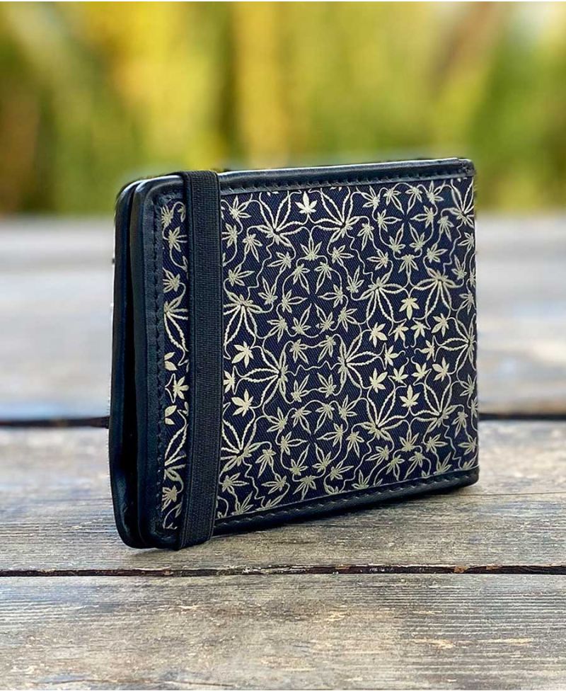 Psychedelic men wallet bifold canvas marijuana weed leaves