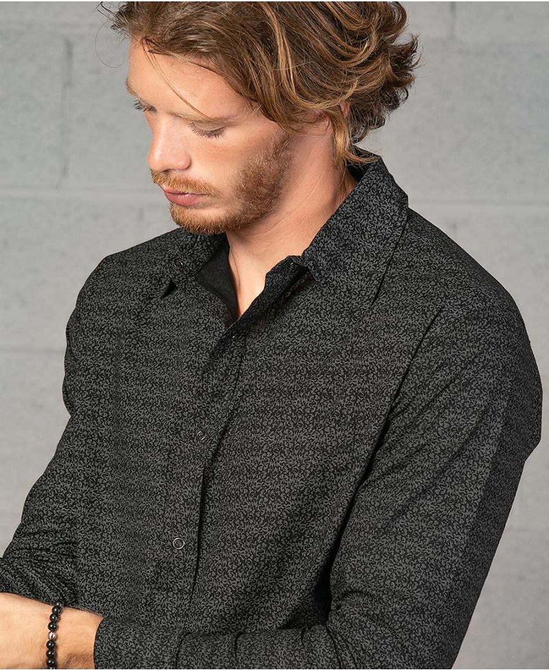 Rudraksha Long Button Shirt ➟ Black