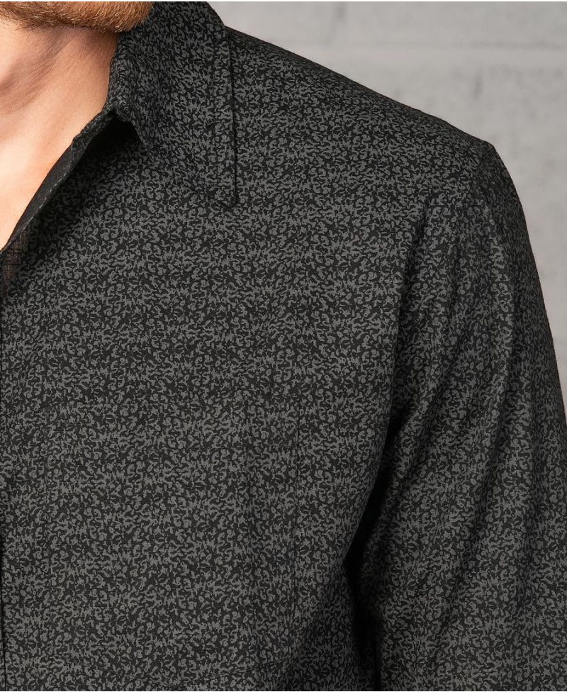Rudraksha Long Button Shirt ➟ Black