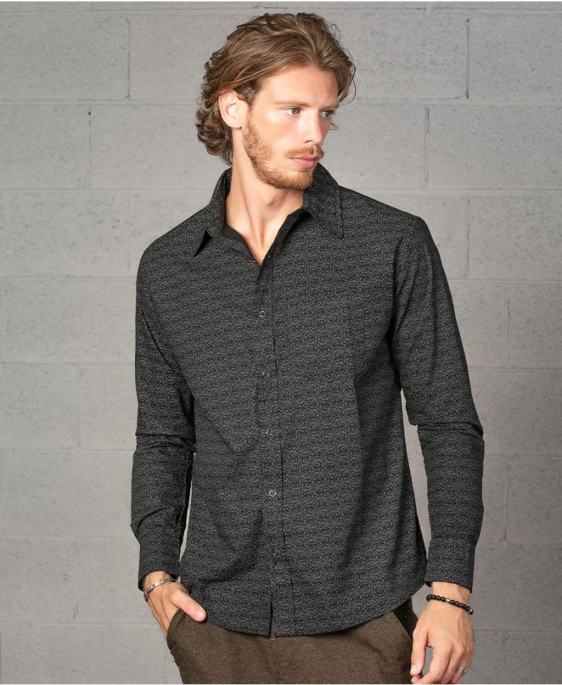 Rudraksha Long Button Shirt ➟ Black