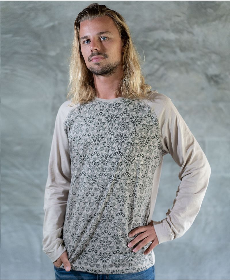 Geometric long sleeve cotton shirt for men 
