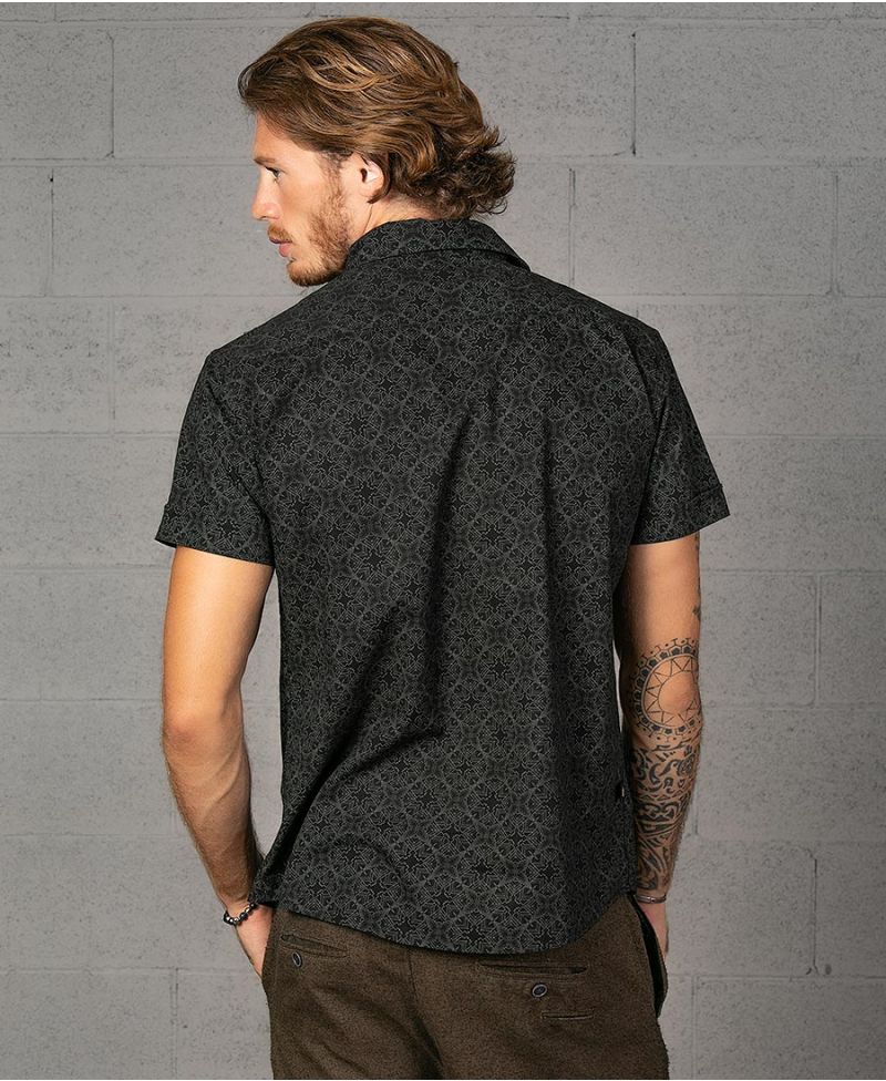 Mens black button on sale down shirt short sleeve