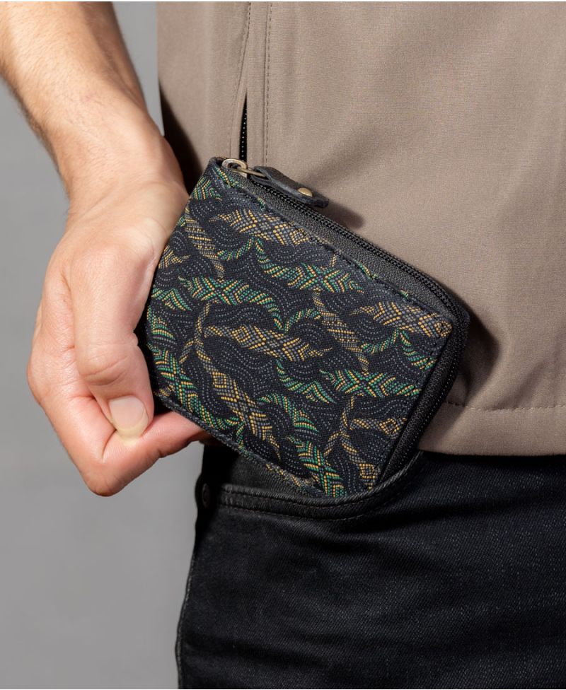 tribal wallet for men zip around canvas wallets
