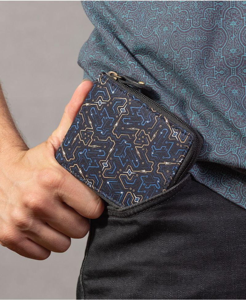 men zip around wallet bifold canvas printed 