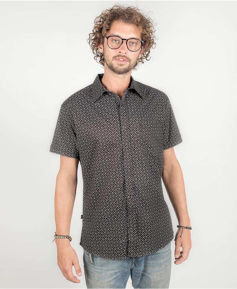psy-clothing-men-button-down-black-short-sleeve-shirt-button-up