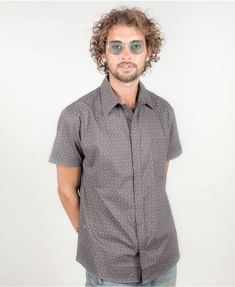 psy-clothing-men-button-down-gray-short-sleeve-shirt-button-up