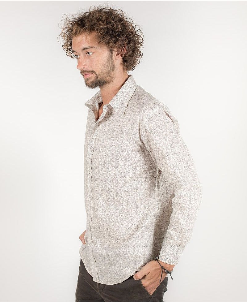 Hamsa Long Button Shirt ➟ White