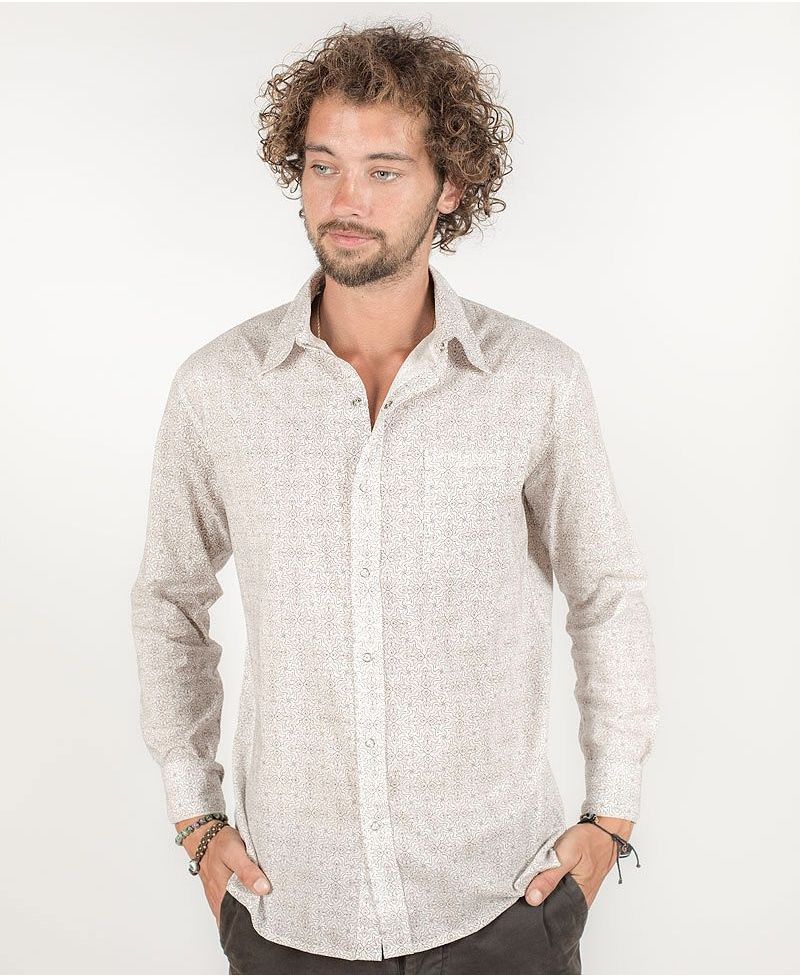Hamsa Long Button Shirt ➟ White