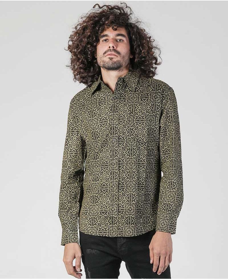 spy-clothing-men-button-down-shirt-long-sleeve-geometric-hexagon