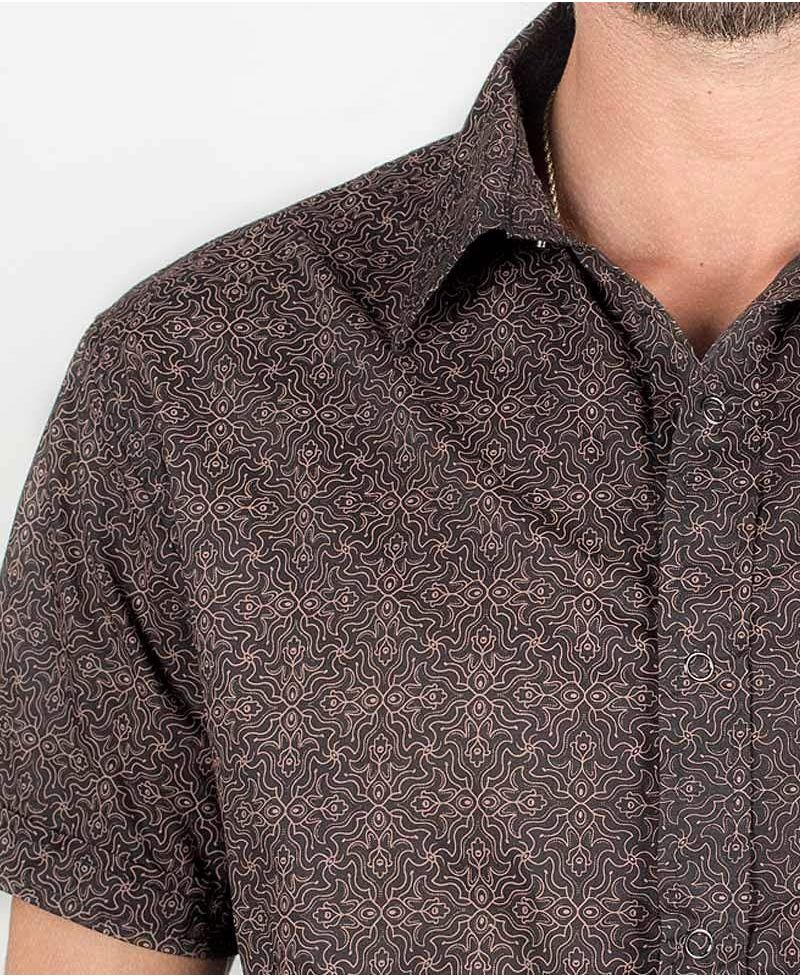 Hamsa Button Shirt ➟ Black