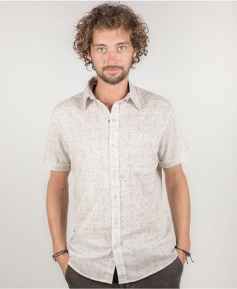 Hamsa Button Shirt ➟ White