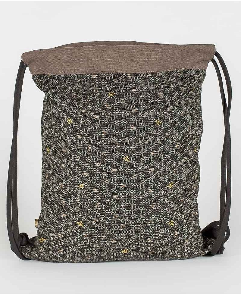 Bees Drawstring Backpack ➟ Black & Grey