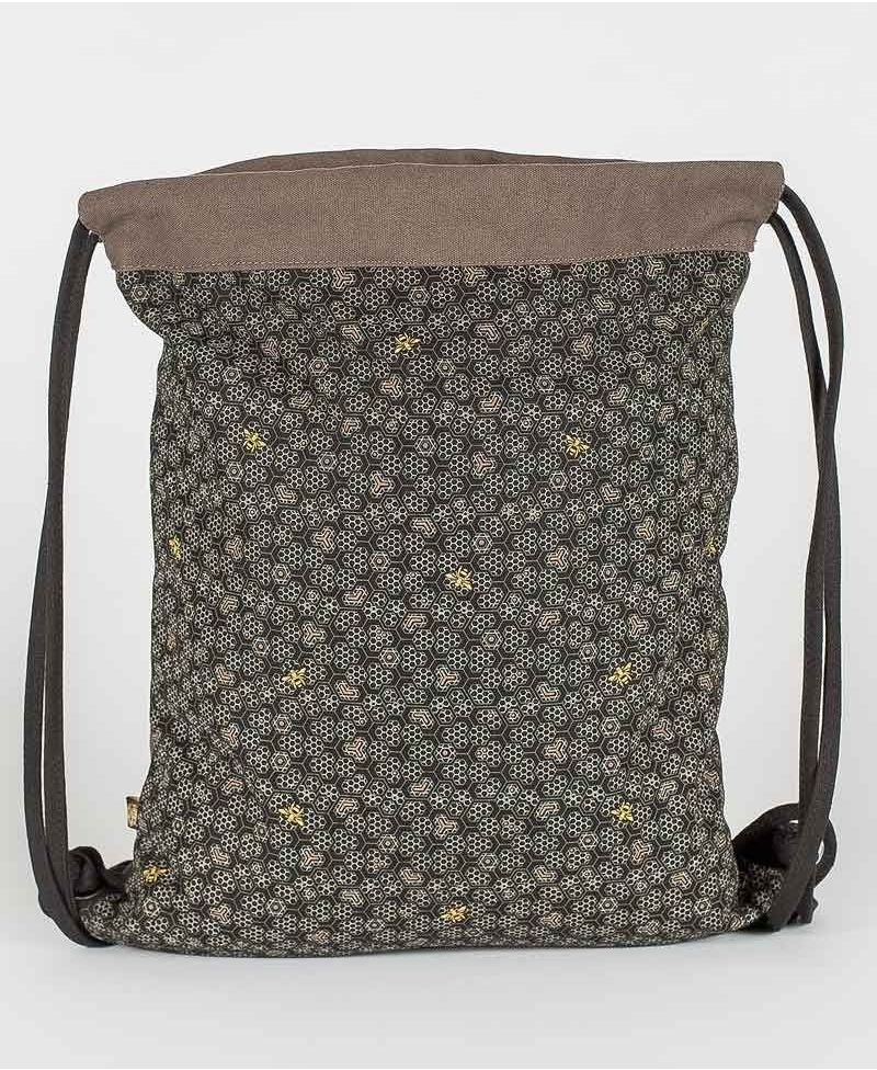 Bees Drawstring Backpack ➟ Black & Grey