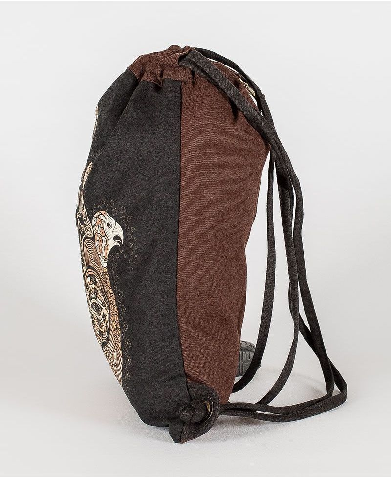 Hamsa Drawstring Backpack ➟ Black & Brown