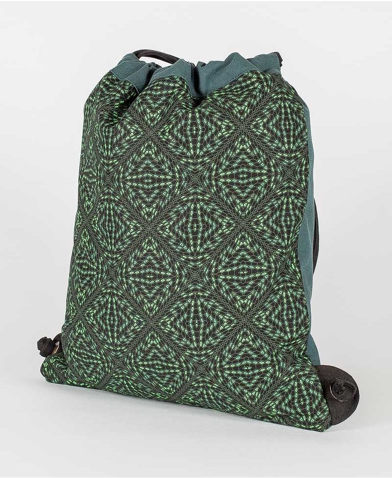 Hexit Drawstring Backpack ➟ Black & Green