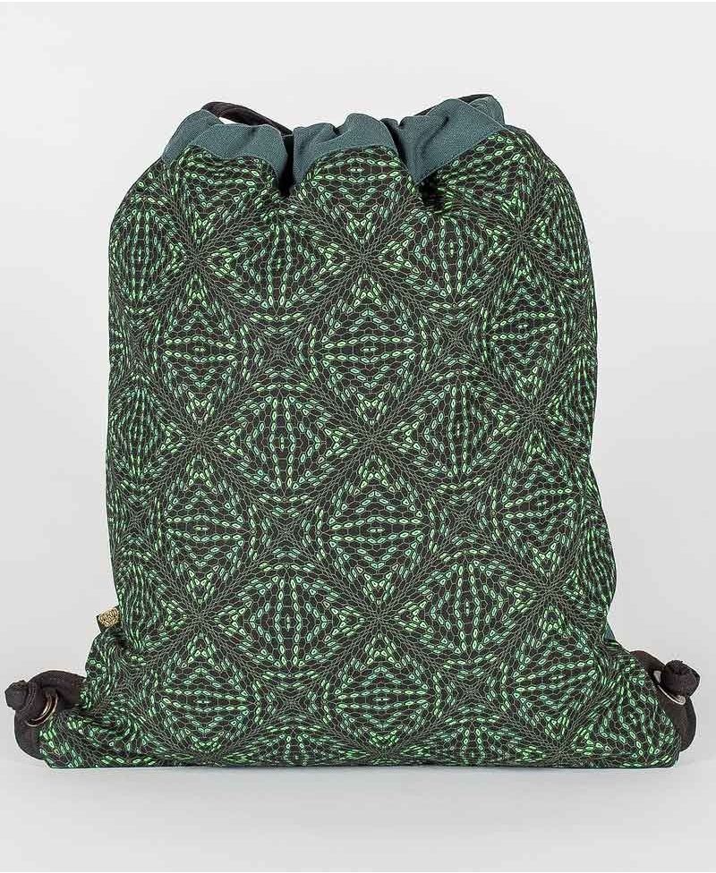 Hexit Drawstring Backpack ➟ Black & Green