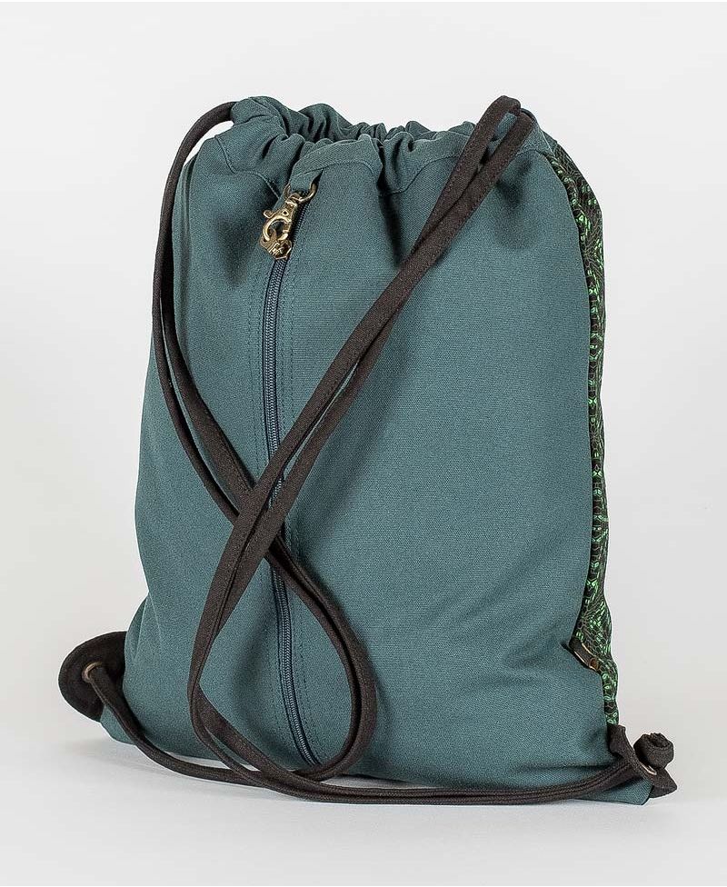 Hexit Drawstring Backpack ➟ Black & Green