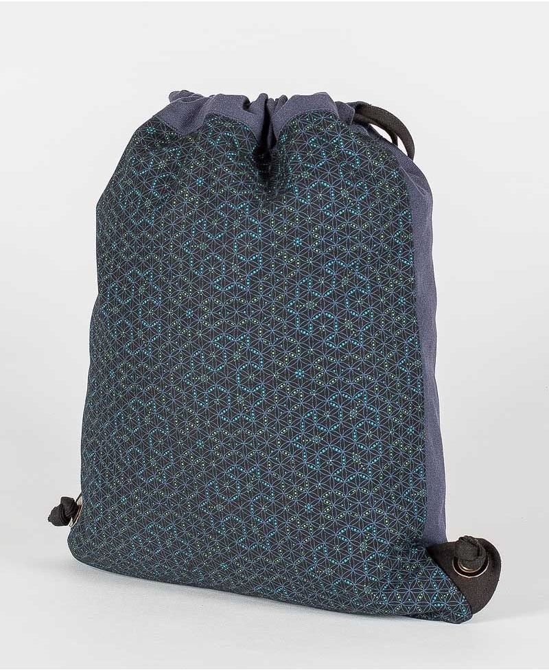 Seeds Drawstring Backpack ➟ Black & Blue