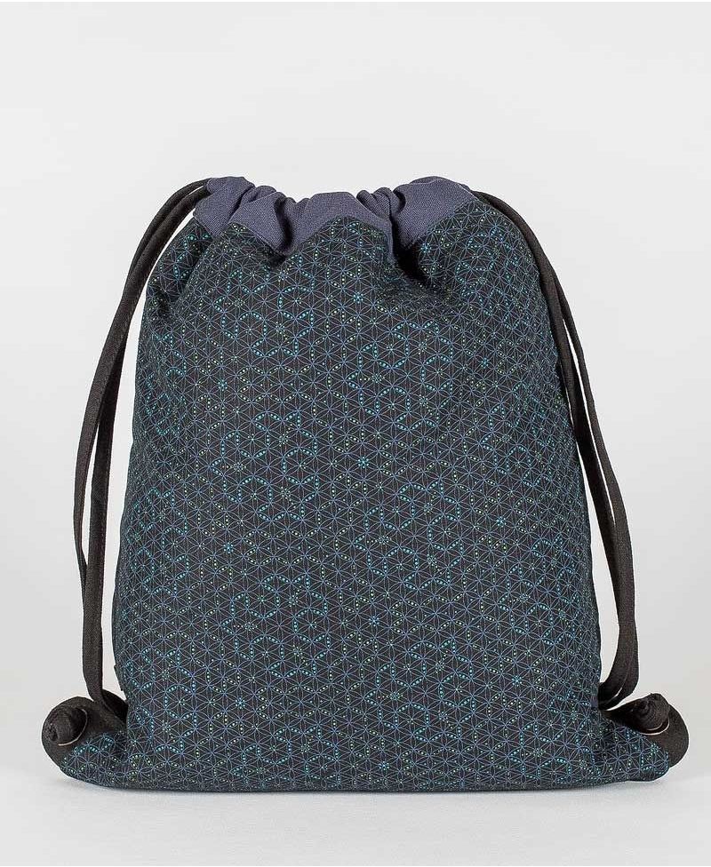 Seeds Drawstring Backpack ➟ Black & Blue