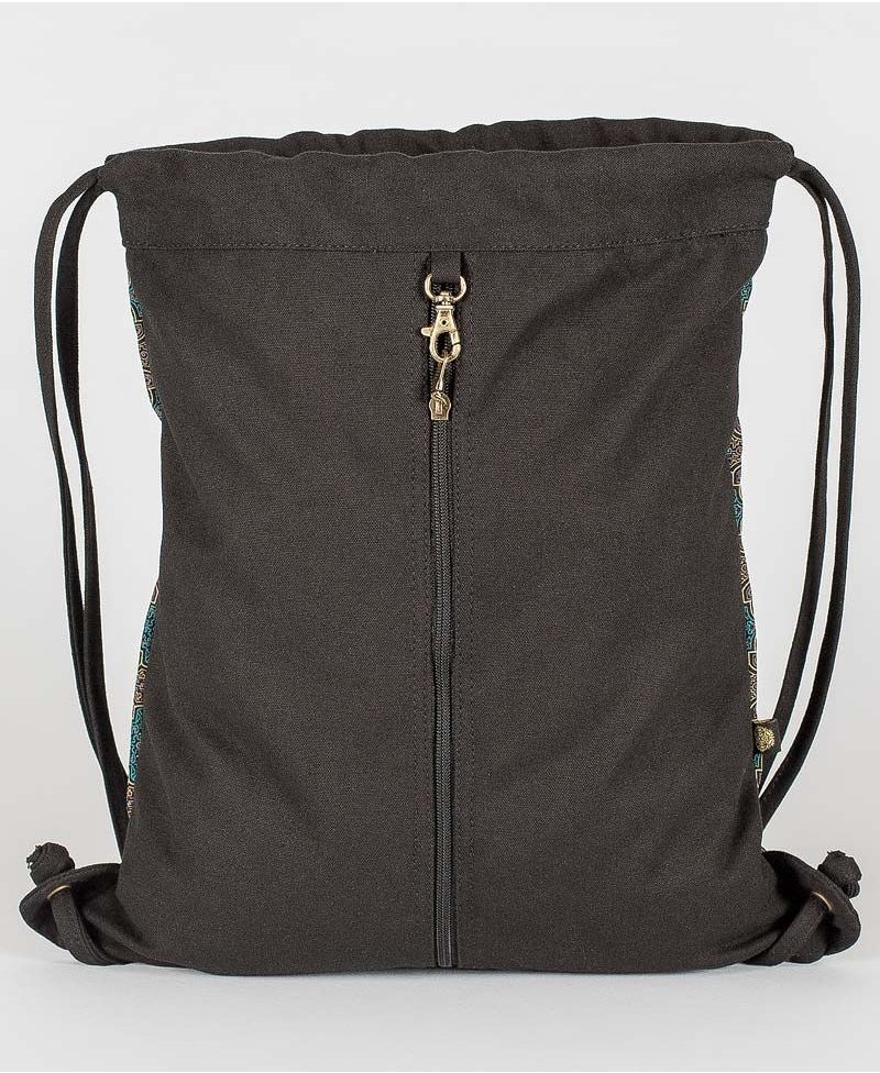 Shipibo Kené Drawstring Backpack ➟ Black 