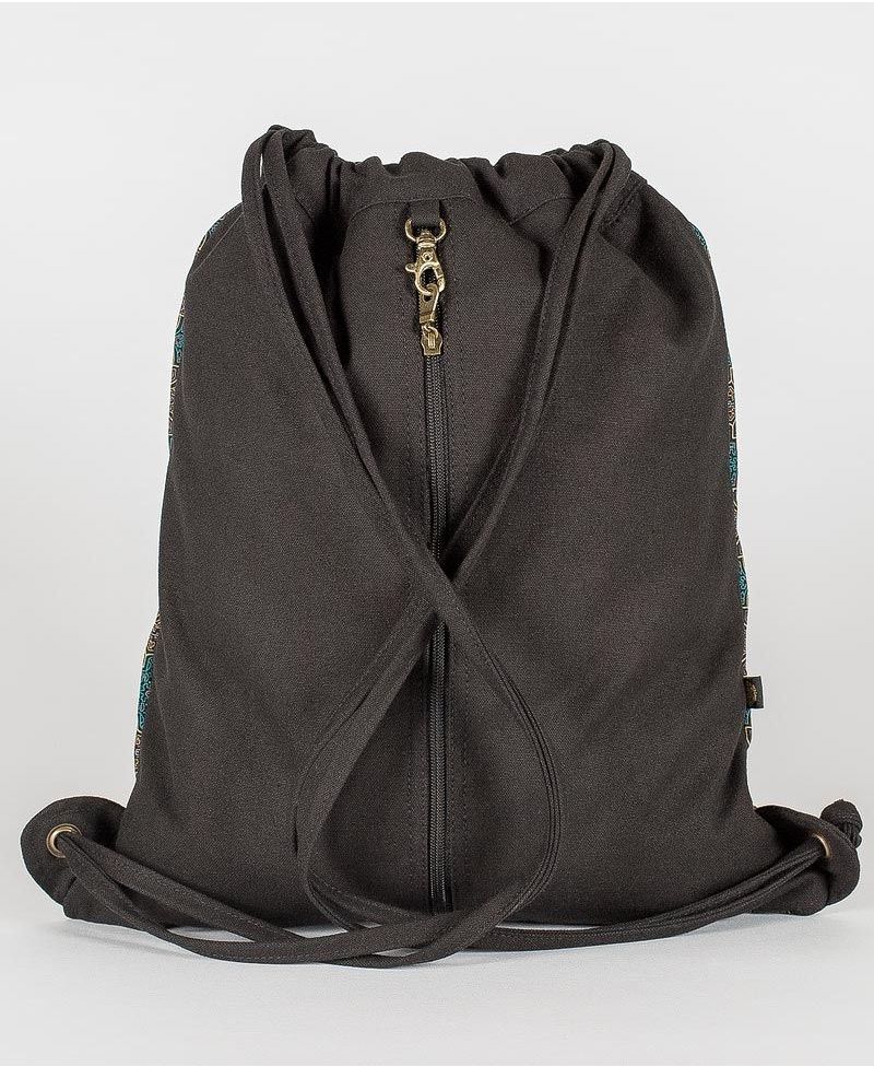 Shipibo Kené Drawstring Backpack ➟ Black 