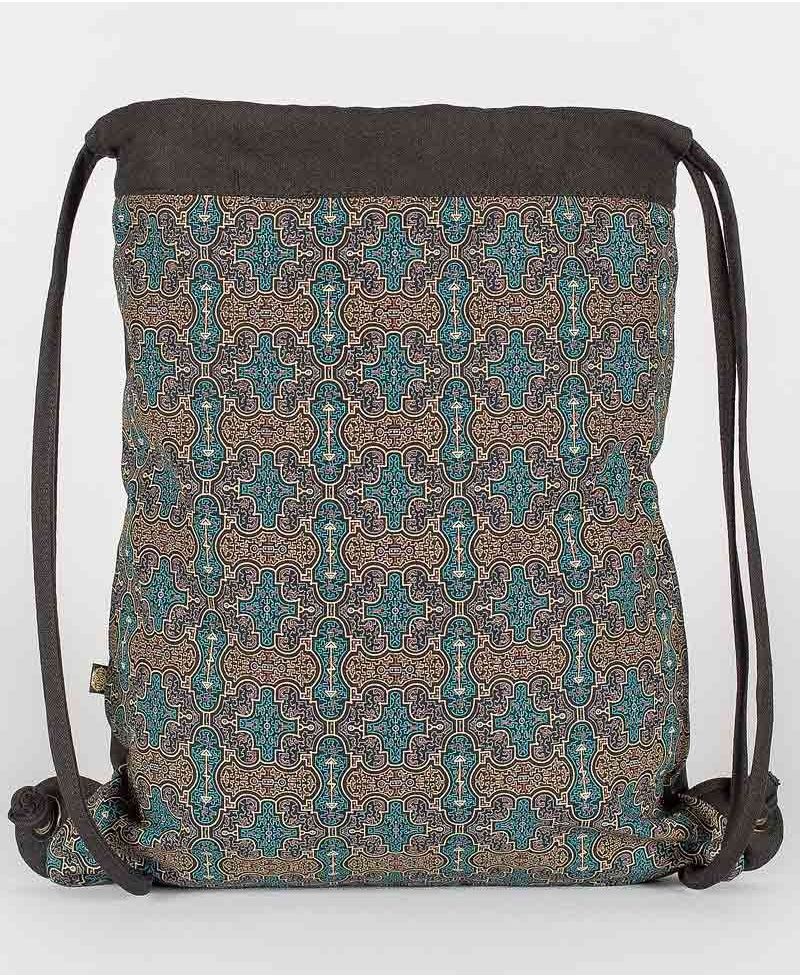 Shipibo Kené Drawstring Backpack ➟ Black 