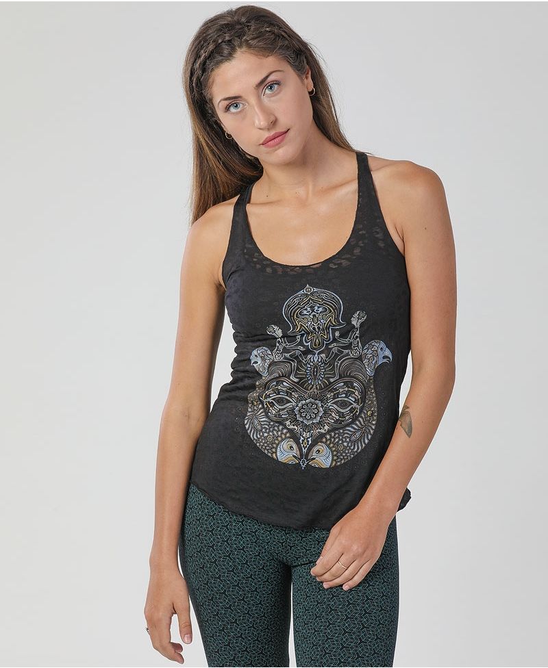 Hamsa Top ➟ Black Burnout