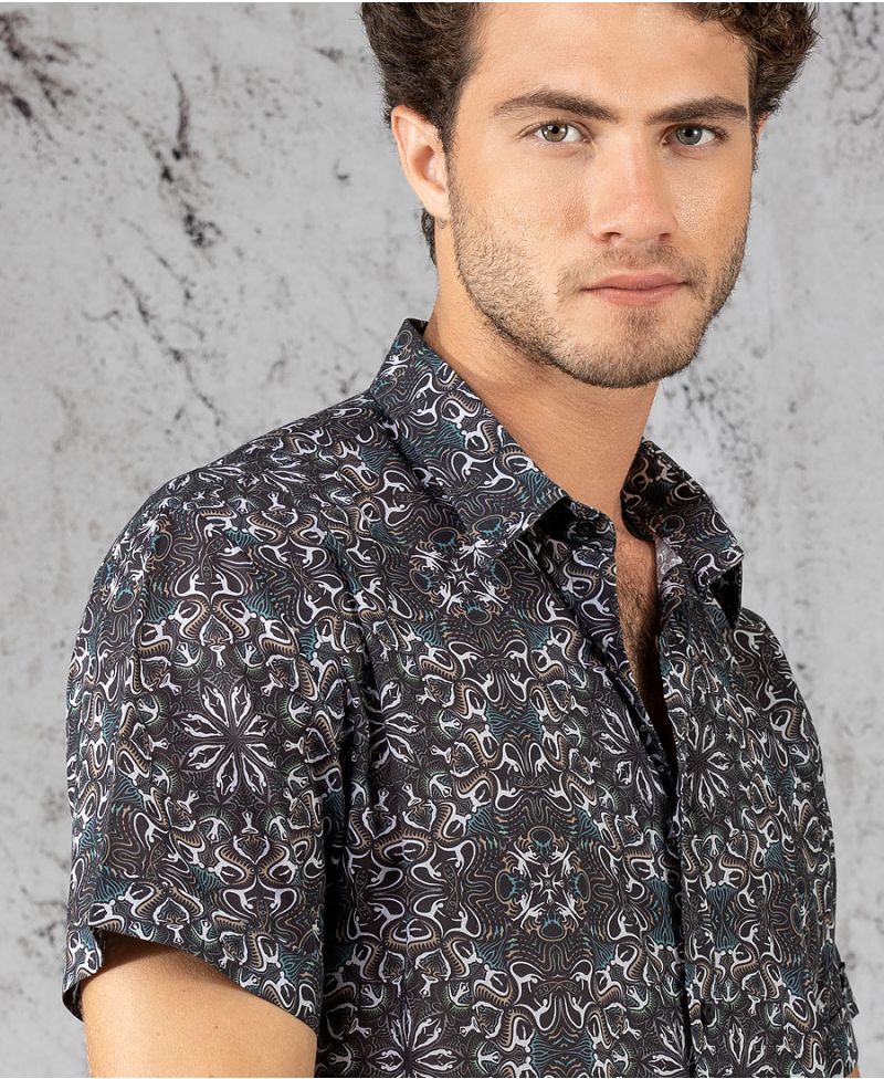 psychedelic button up shirt men festival wear