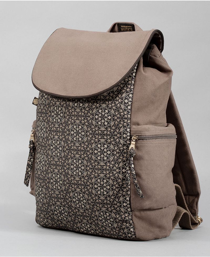 psychedelic backpack canvas laptop bag marijuana print