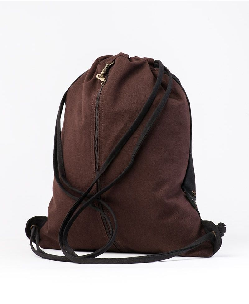 Trishula Drawstring Backpack ➟ Black & Brown