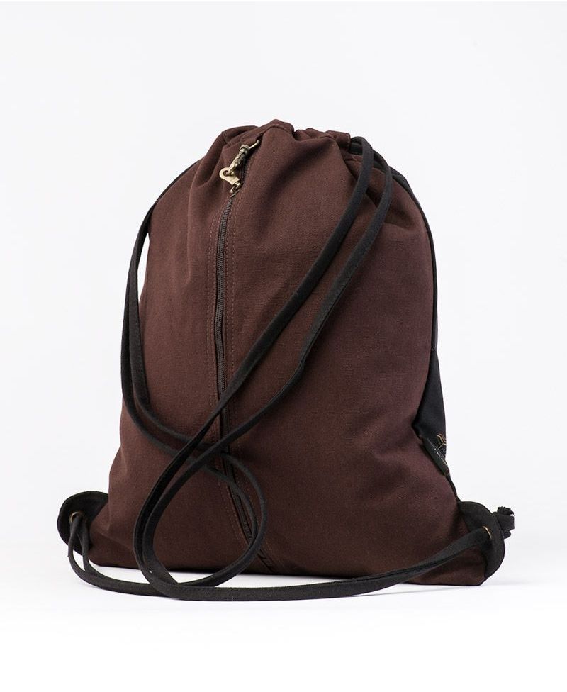 Om On Key Drawstring Backpack ➟ Black & Brown