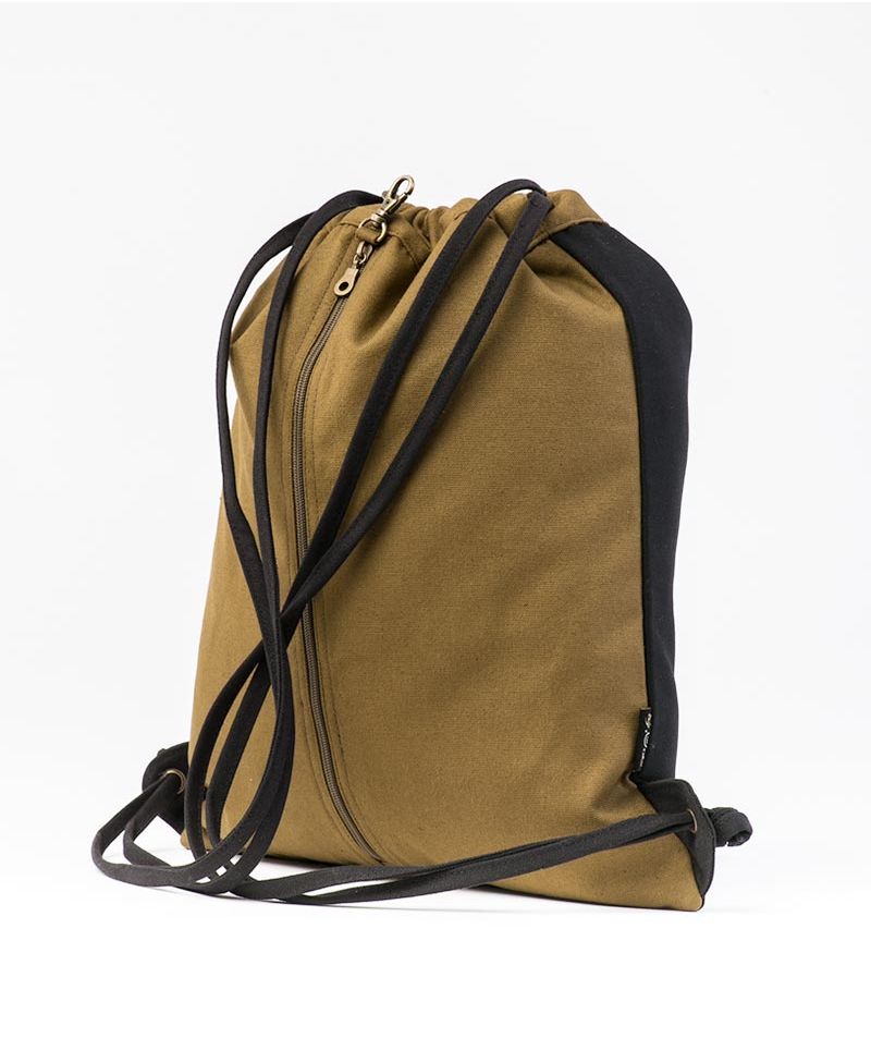 Peyote Drawstring Backpack ➟ Black & Khaki