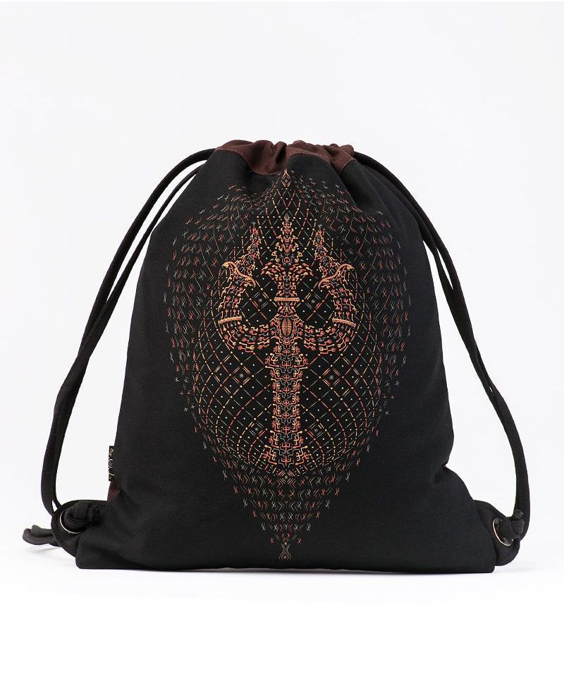 Trishula Drawstring Backpack ➟ Black & Brown