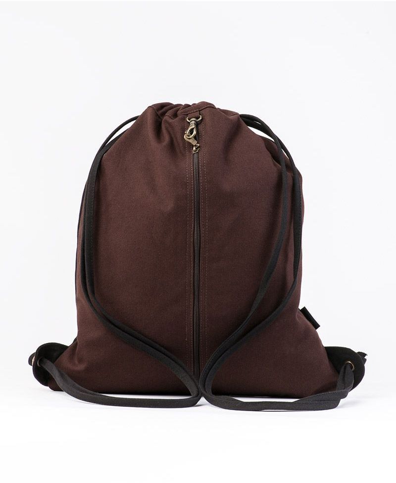 Trishula Drawstring Backpack ➟ Black & Brown