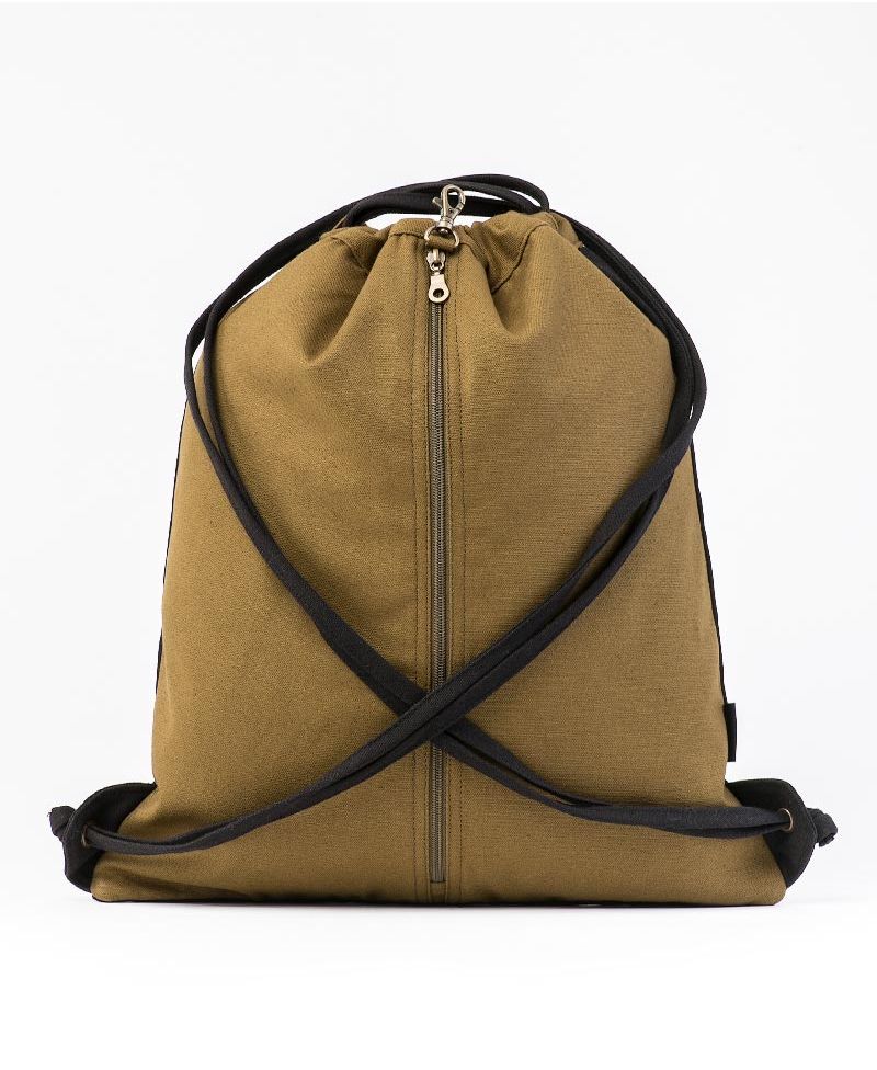 Peyote Drawstring Backpack ➟ Black & Khaki