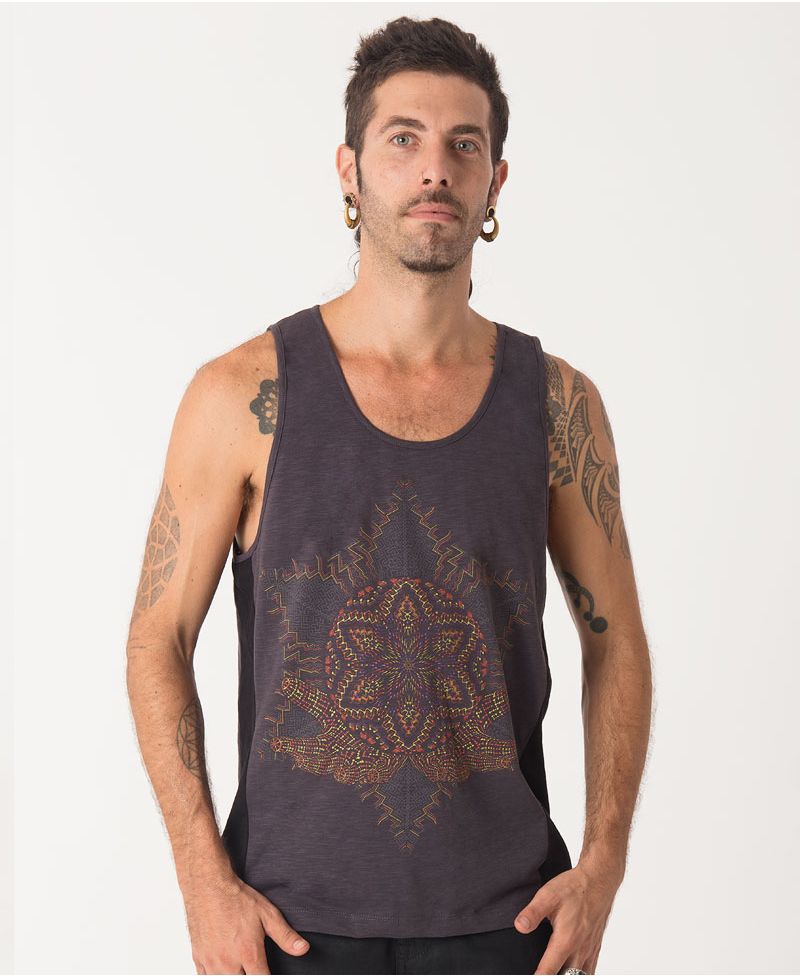 Anahata Tank Top ➟ Grey + Black