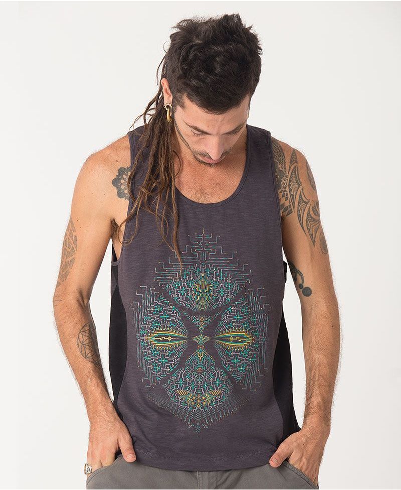 Sikuli Tank Top ➟ Grey + Black