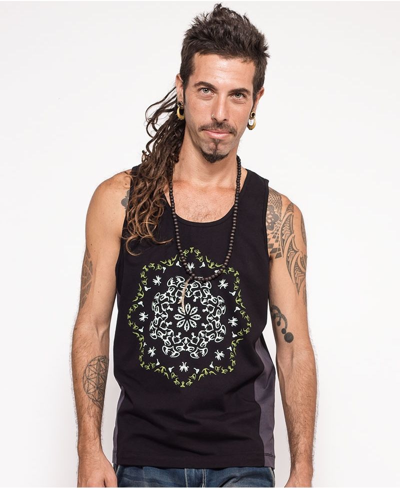 Lotusika Tank Top ➟ Grey + Black