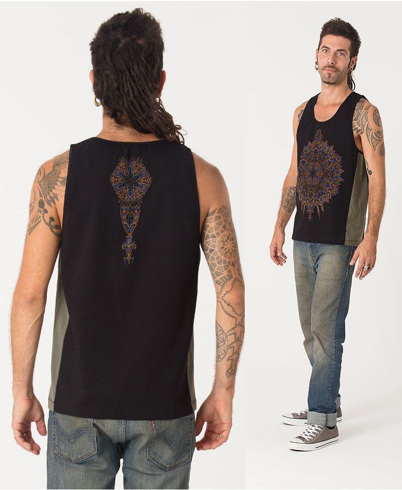 Mexica Tank Top ➟ Black + Green