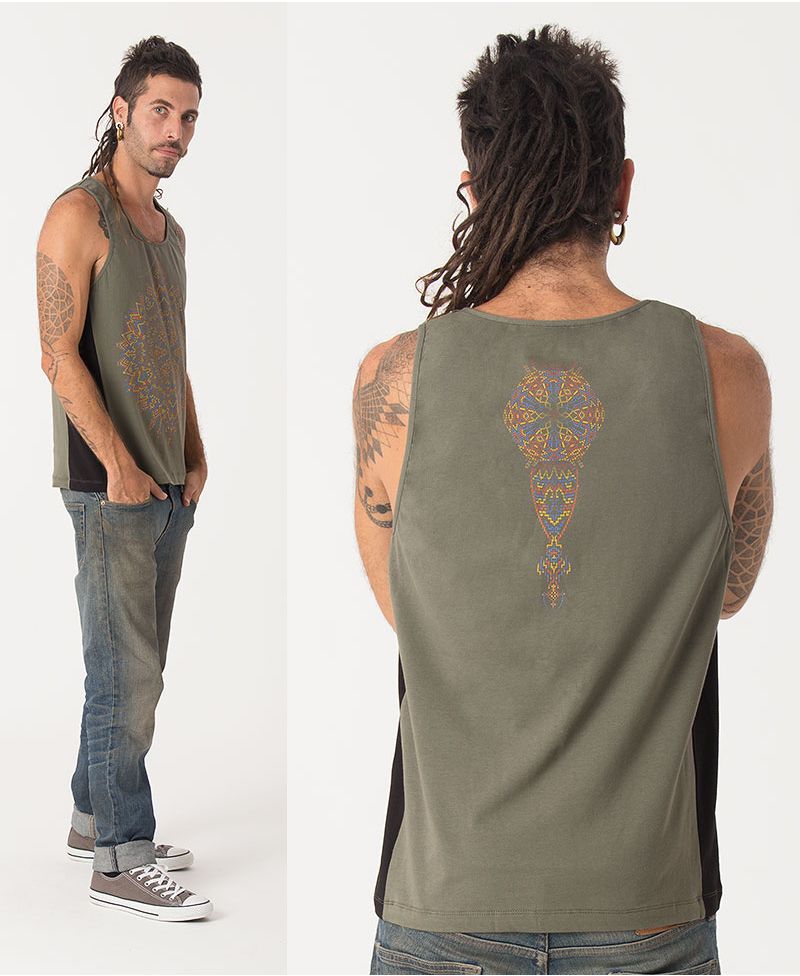 Mexica Tank Top ➟ Green + Black